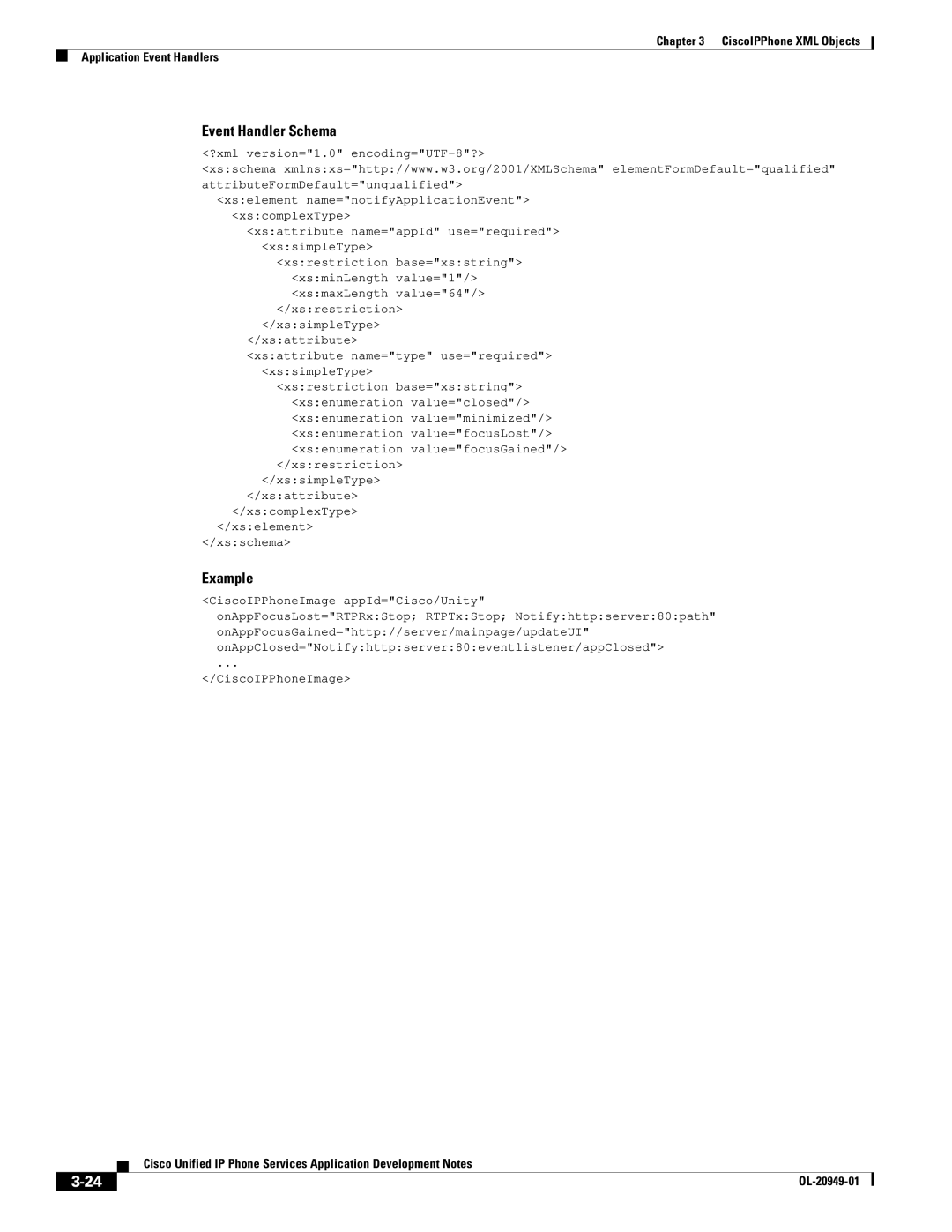 Cisco Systems OL-20949-01 manual Event Handler Schema, Example 