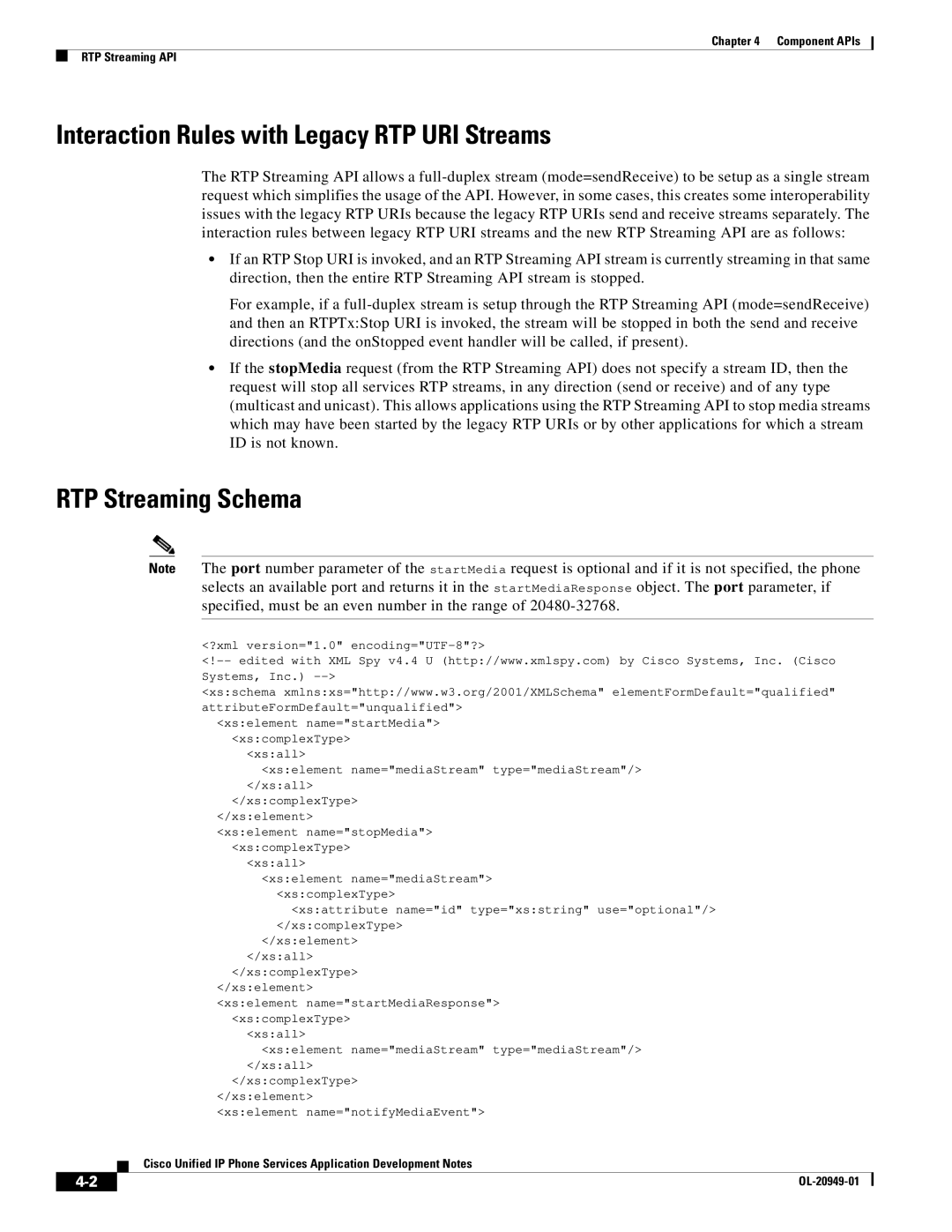 Cisco Systems OL-20949-01 manual Interaction Rules with Legacy RTP URI Streams, RTP Streaming Schema 