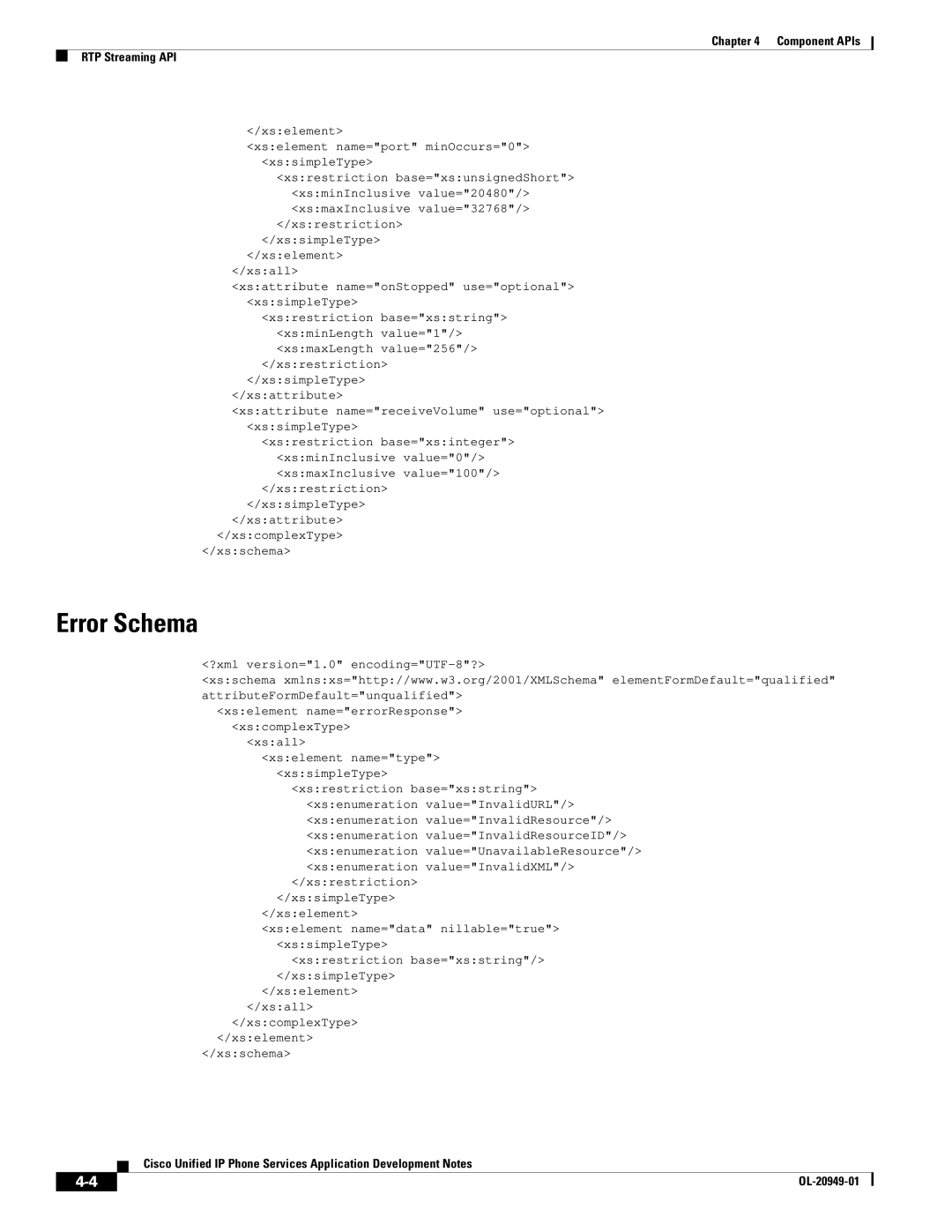 Cisco Systems OL-20949-01 manual Error Schema 