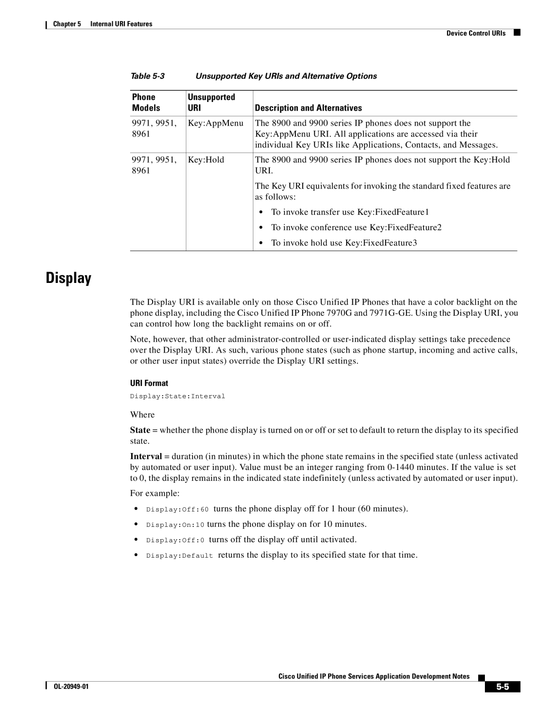 Cisco Systems OL-20949-01 manual Display, Uri 