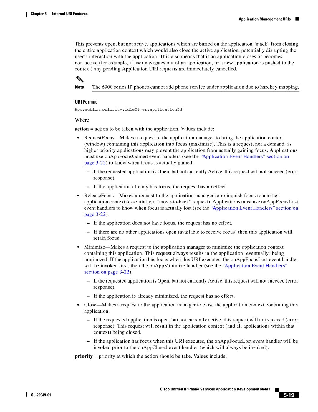 Cisco Systems OL-20949-01 manual AppactionpriorityidleTimerapplicationId 