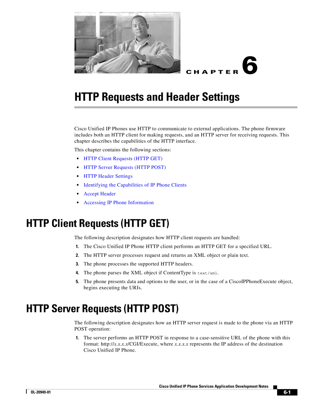 Cisco Systems OL-20949-01 Http Requests and Header Settings, Http Client Requests Http GET, Http Server Requests Http Post 