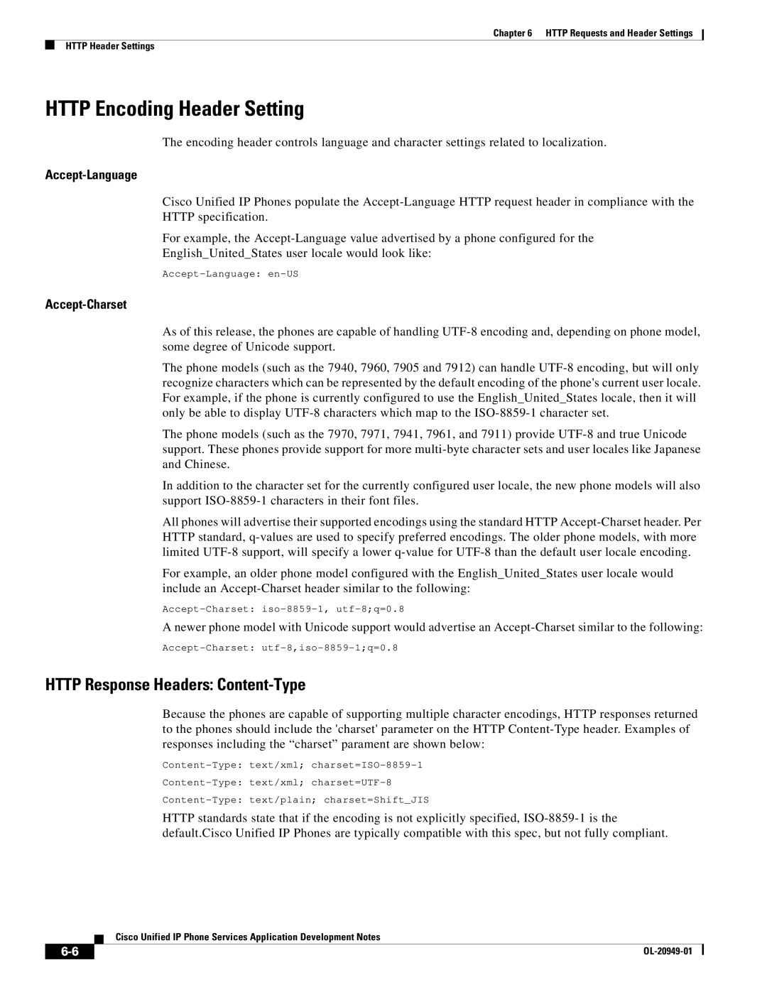 Cisco Systems OL-20949-01 manual Http Encoding Header Setting, Accept-Language 