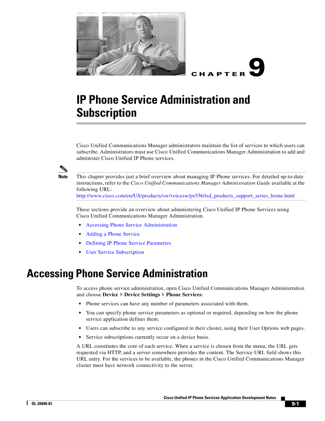 Cisco Systems OL-20949-01 manual IP Phone Service Administration Subscription, Accessing Phone Service Administration 