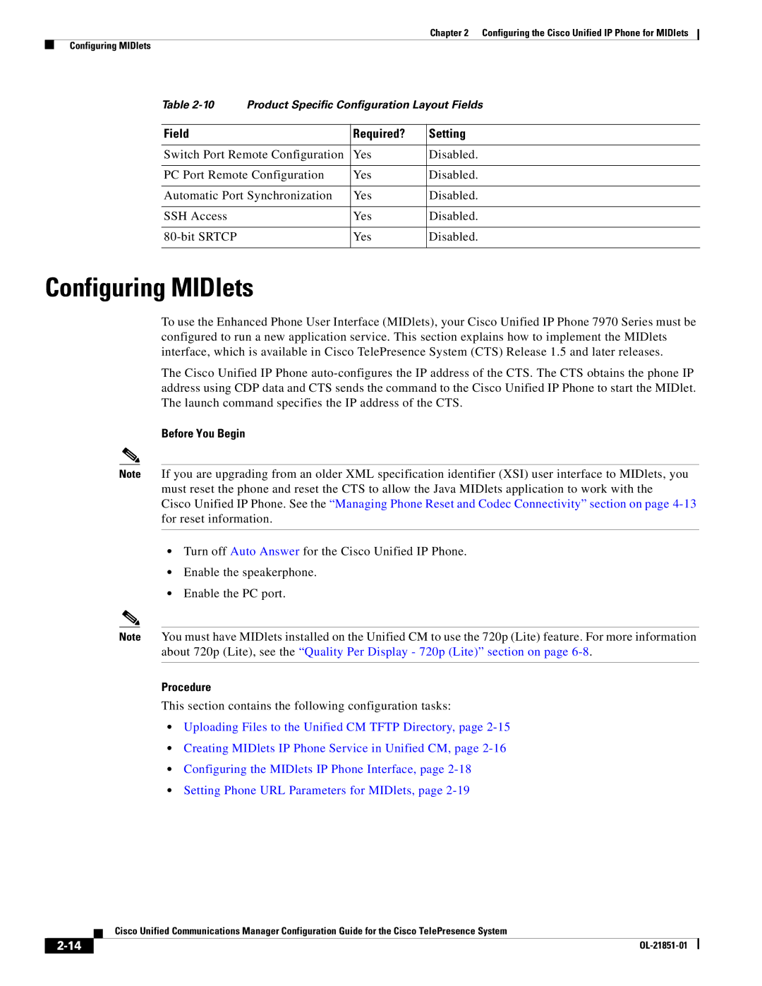 Cisco Systems OL-21851-01 manual Configuring MIDlets, Procedure 