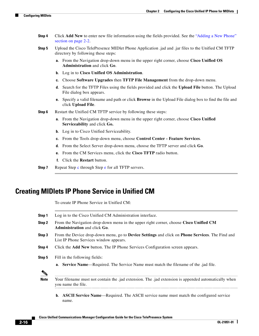 Cisco Systems OL-21851-01 manual Creating MIDlets IP Phone Service in Unified CM 