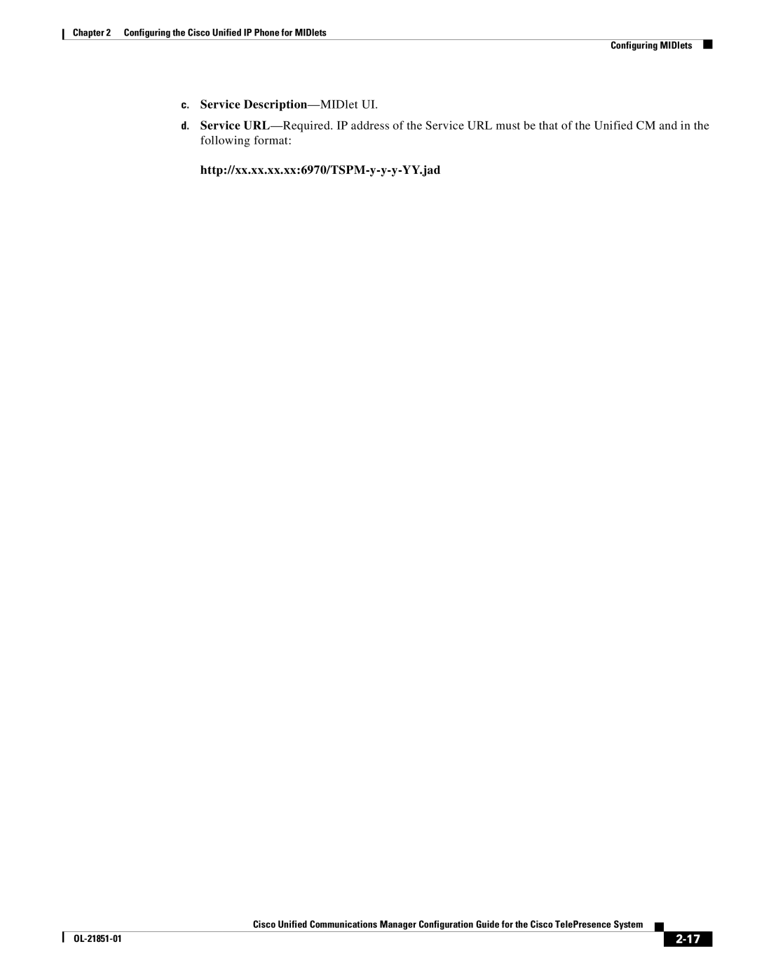 Cisco Systems OL-21851-01 manual Service Description-MIDlet UI 