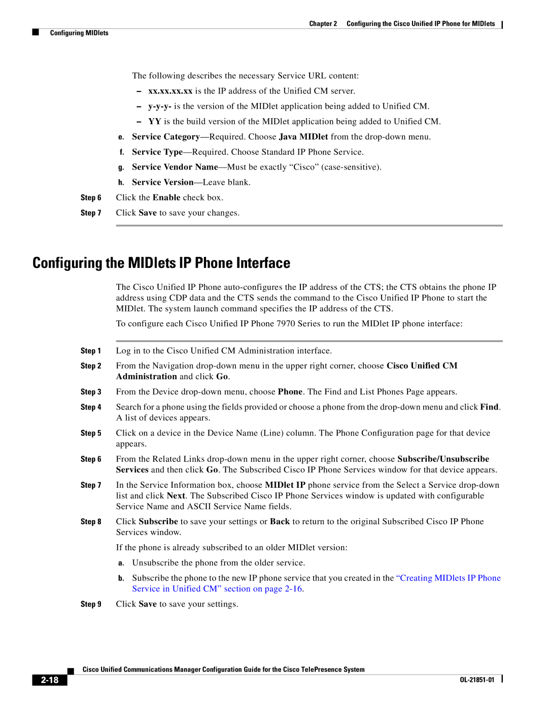 Cisco Systems OL-21851-01 manual Configuring the MIDlets IP Phone Interface 