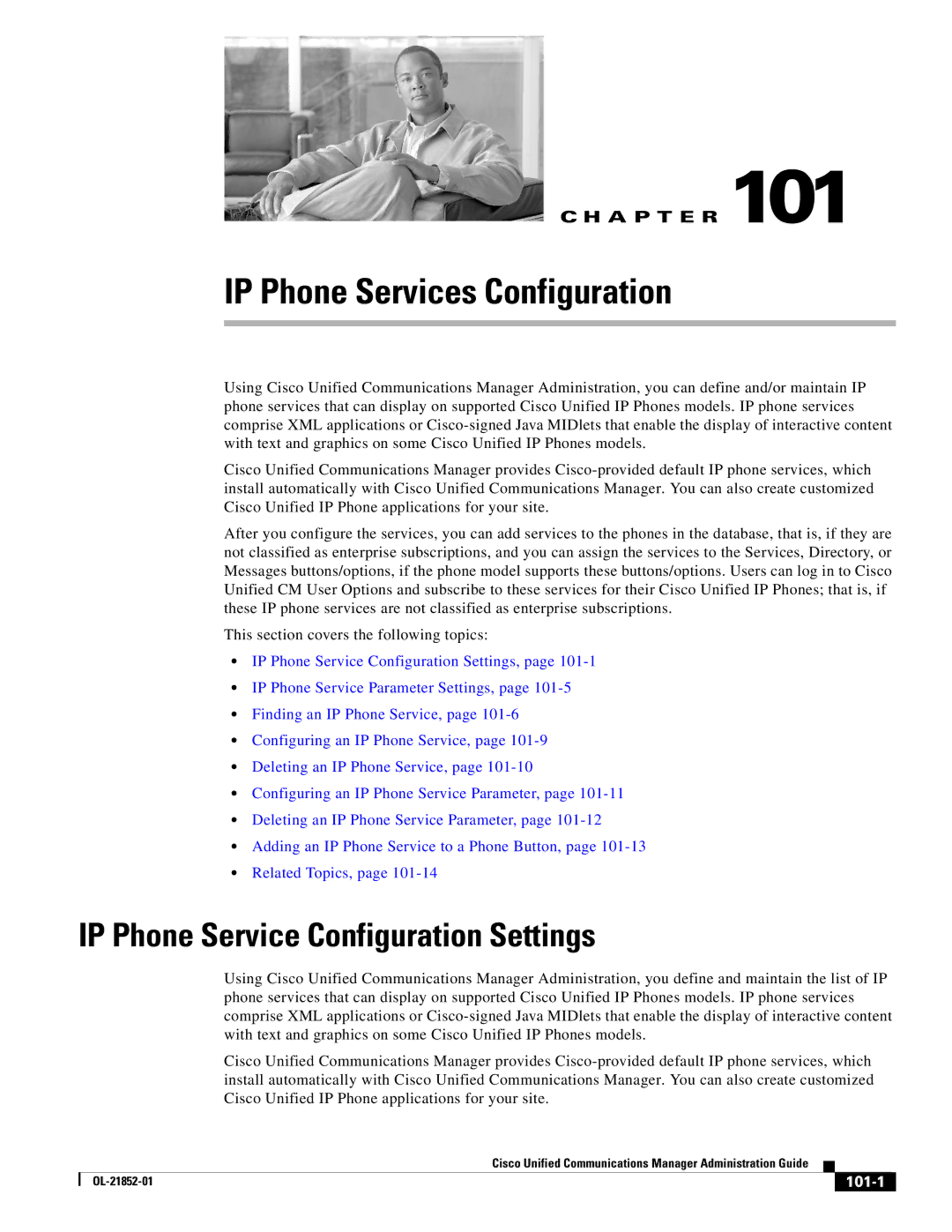 Cisco Systems OL-21852-01 manual IP Phone Service Configuration Settings, 101-1 