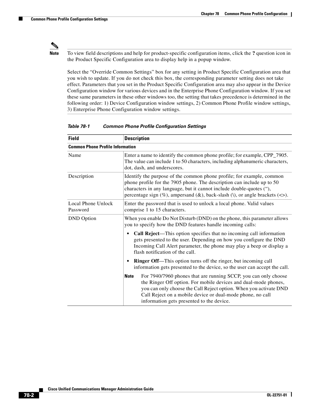 Cisco Systems OL-22751-01 manual Field Description, 78-2 