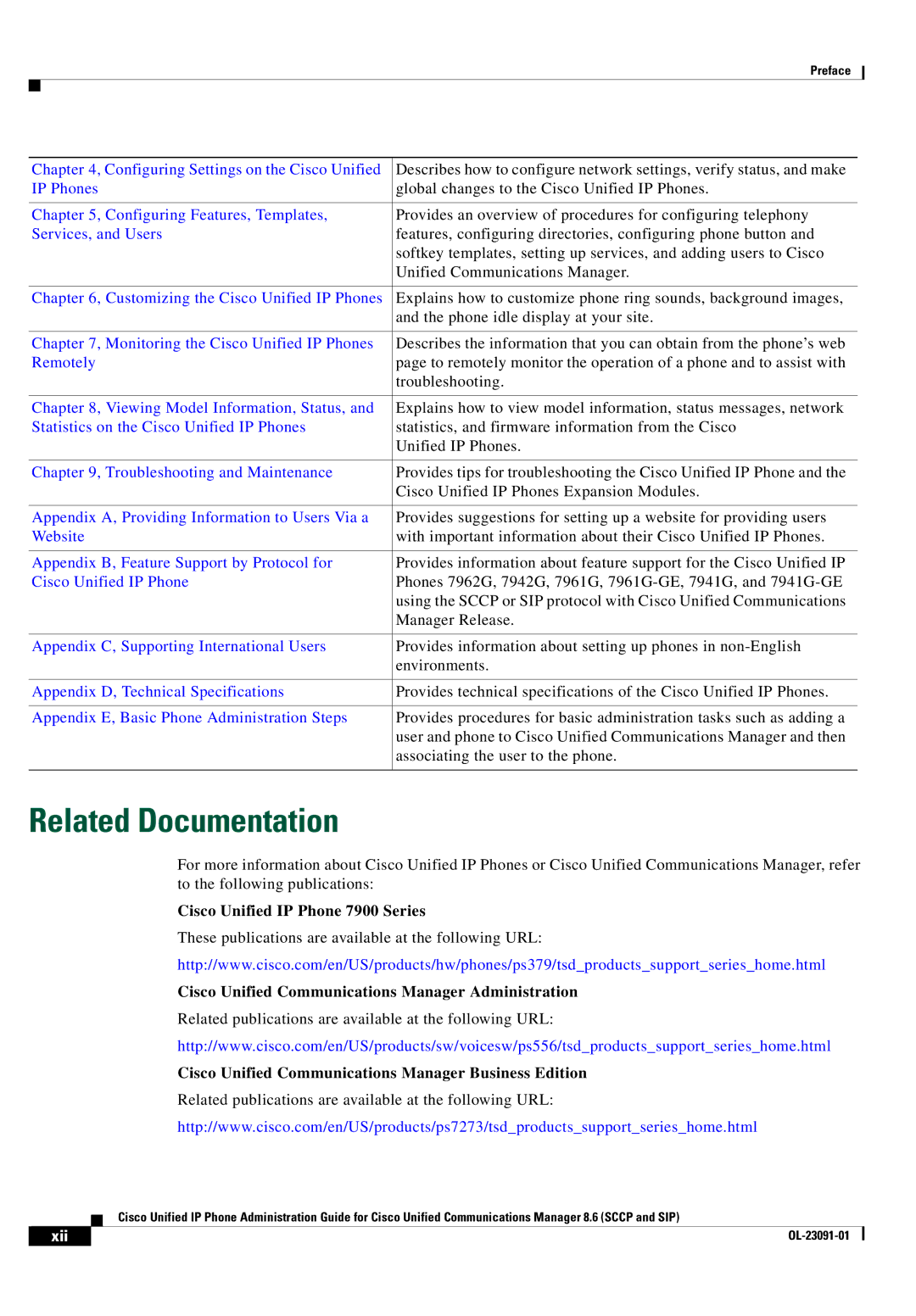 Cisco Systems OL-23091-01 manual Related Documentation, Cisco Unified IP Phone 7900 Series 