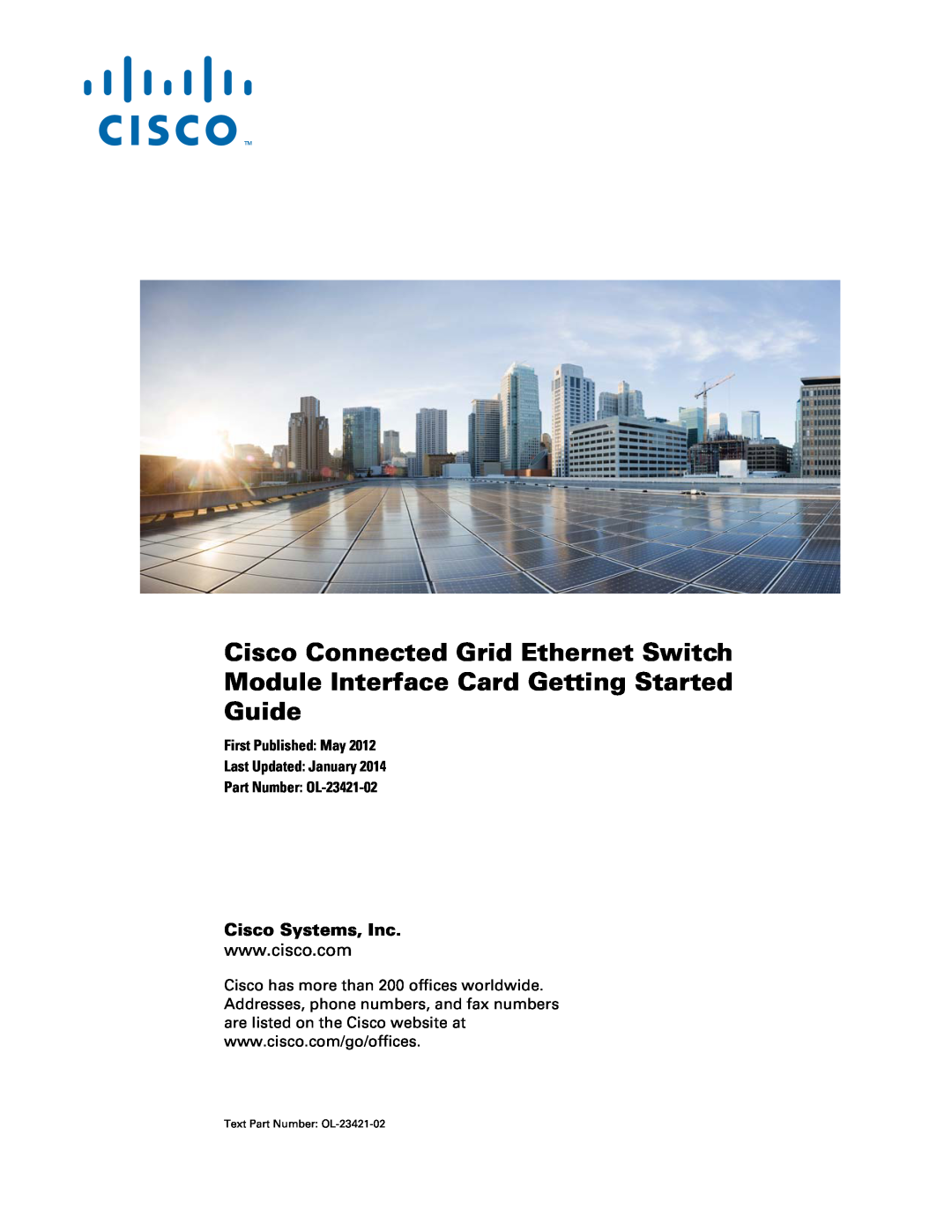 Cisco Systems manual Cisco Systems, Inc, Cisco Connected Grid Ethernet Switch, Text Part Number OL-23421-02 