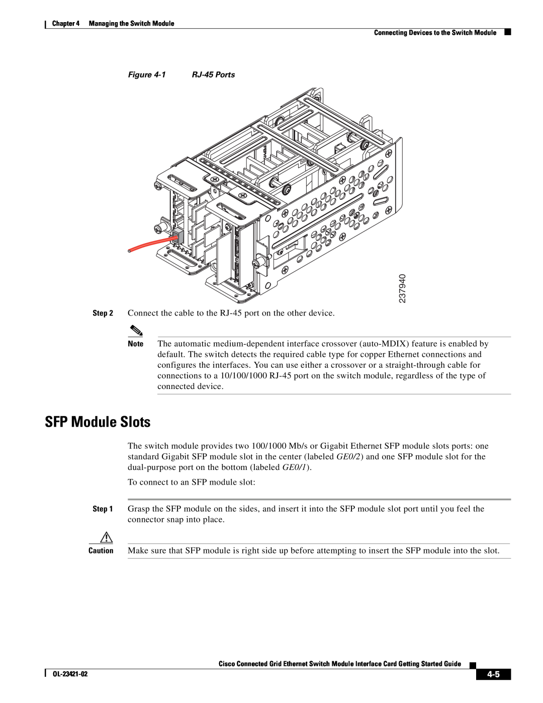 Cisco Systems OL-23421-02 manual SFP Module Slots, 237940 