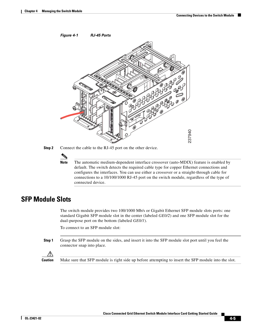 Cisco Systems OL-23421-02 manual SFP Module Slots 