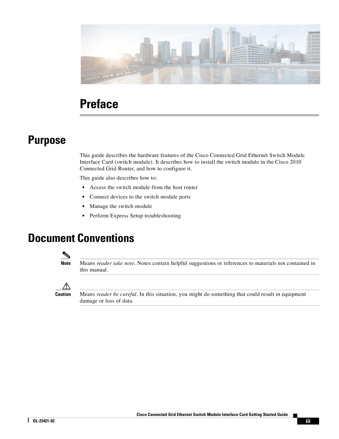 Cisco Systems OL-23421-02 manual Preface, Purpose, Document Conventions 