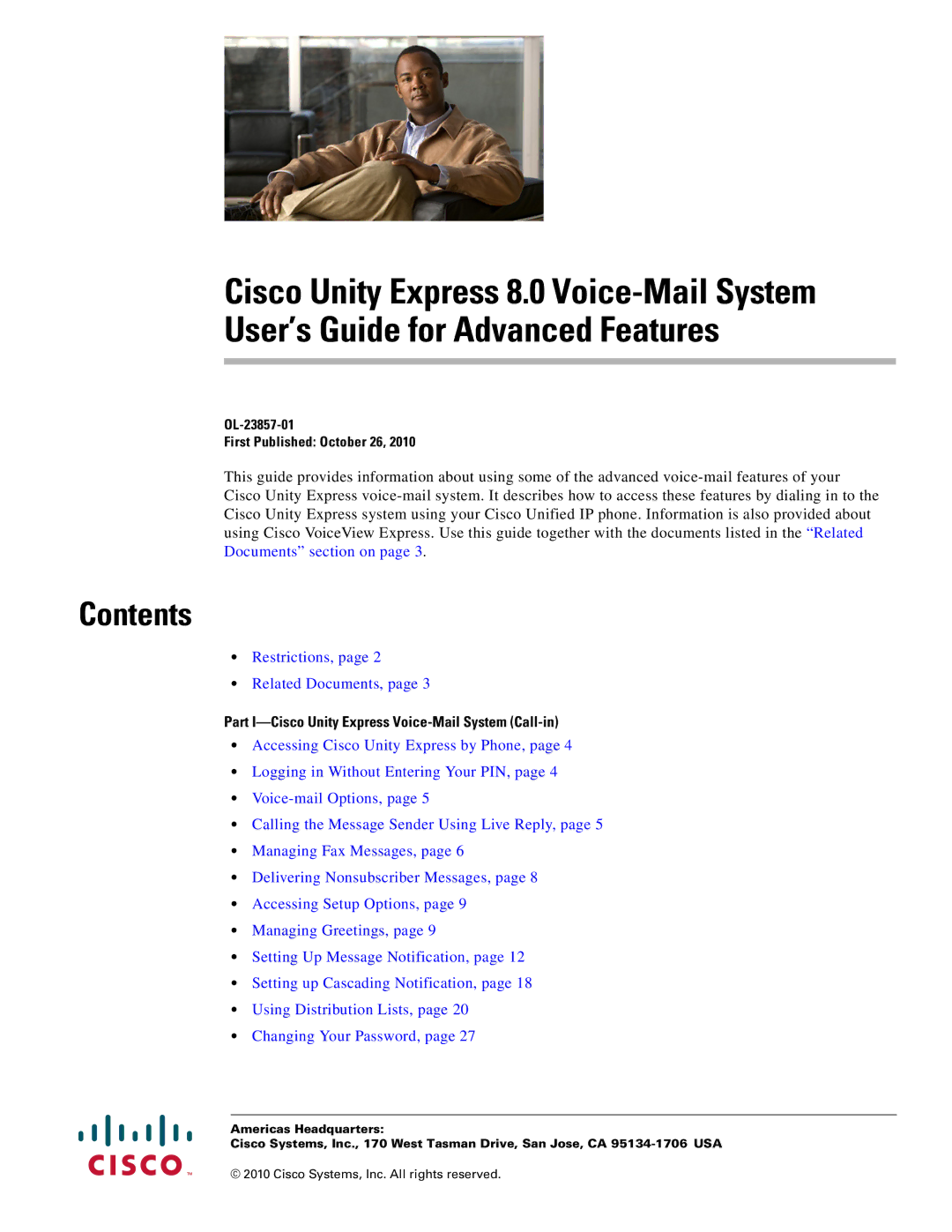 Cisco Systems OL-23857-01 manual Contents 