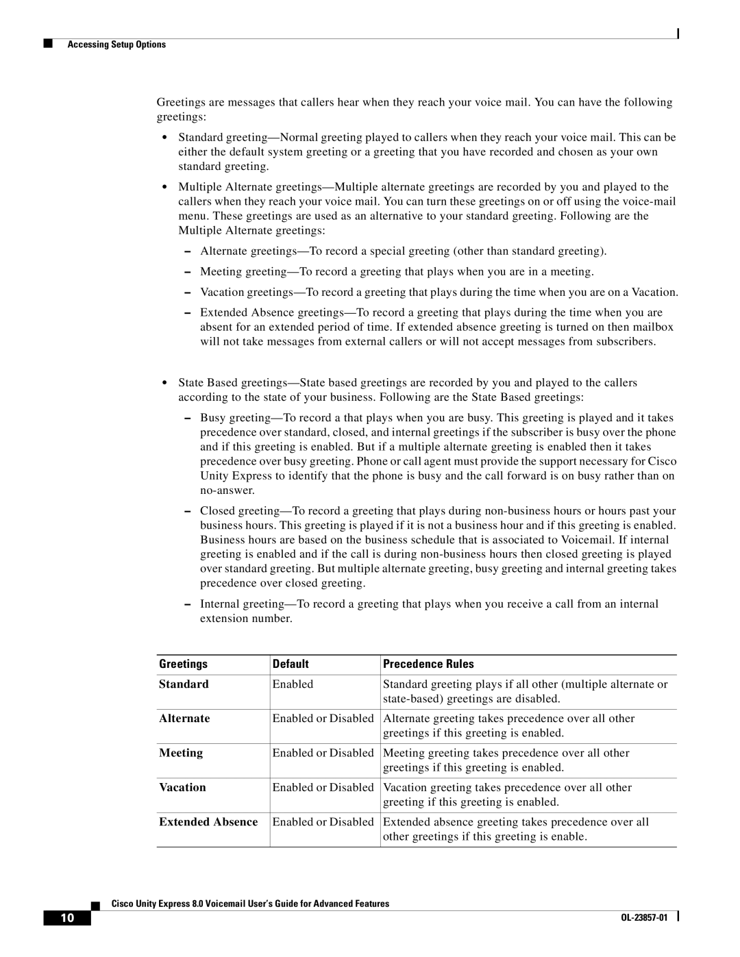 Cisco Systems OL-23857-01 manual Greetings Default Precedence Rules 