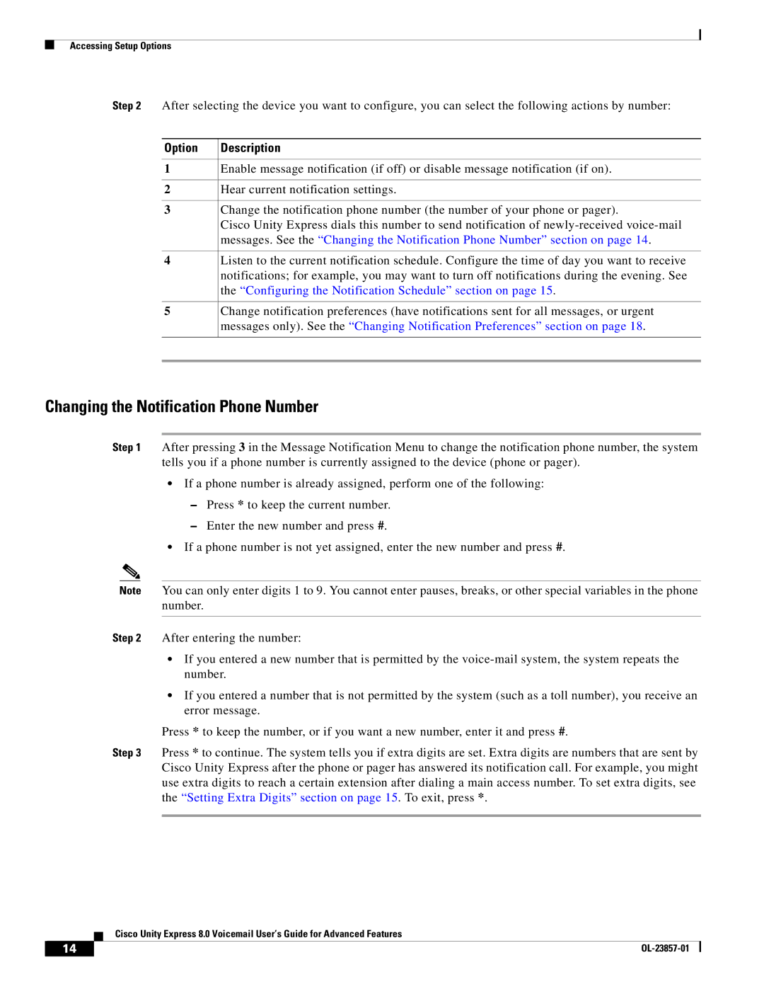 Cisco Systems OL-23857-01 manual Changing the Notification Phone Number, Option 