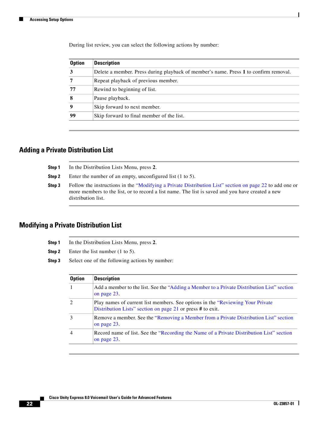 Cisco Systems OL-23857-01 manual Adding a Private Distribution List, Modifying a Private Distribution List 