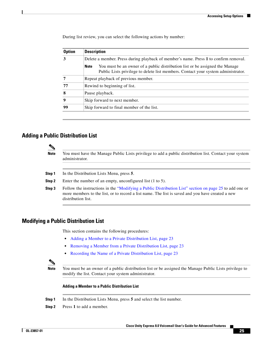 Cisco Systems OL-23857-01 manual Adding a Public Distribution List, Modifying a Public Distribution List 