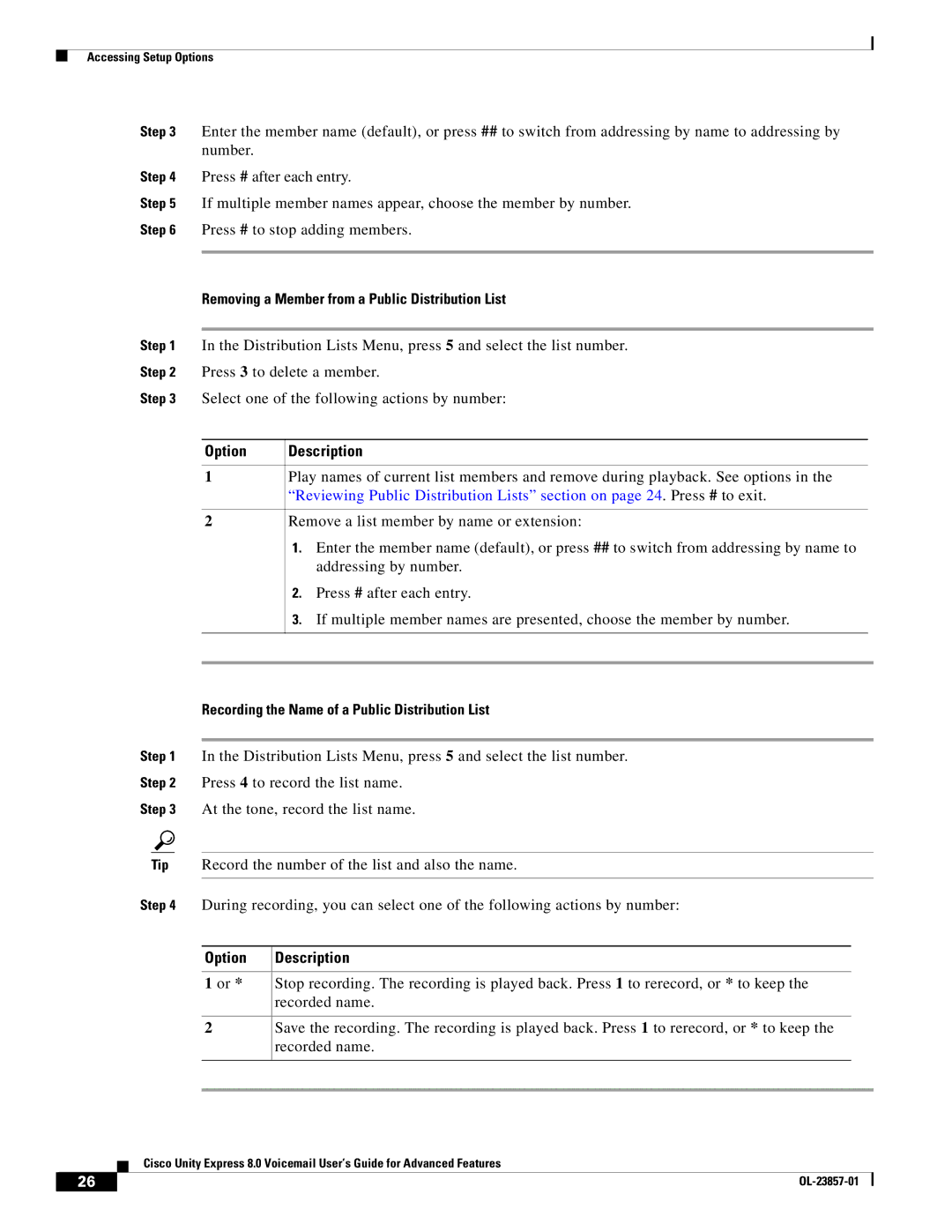 Cisco Systems OL-23857-01 manual Removing a Member from a Public Distribution List 