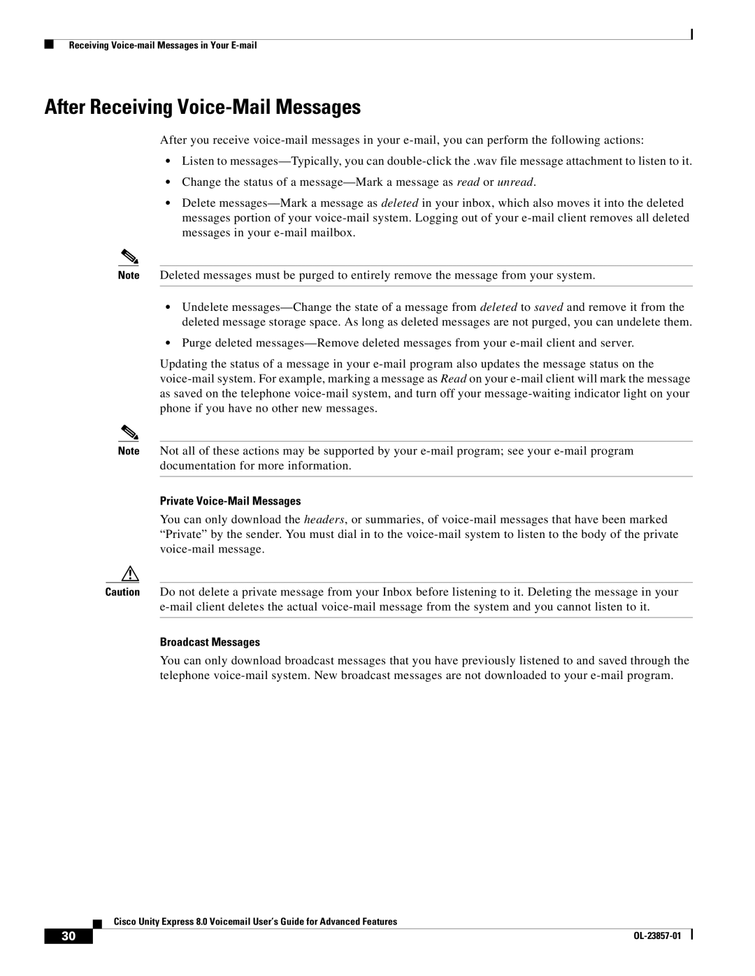 Cisco Systems OL-23857-01 manual After Receiving Voice-Mail Messages, Private Voice-Mail Messages, Broadcast Messages 