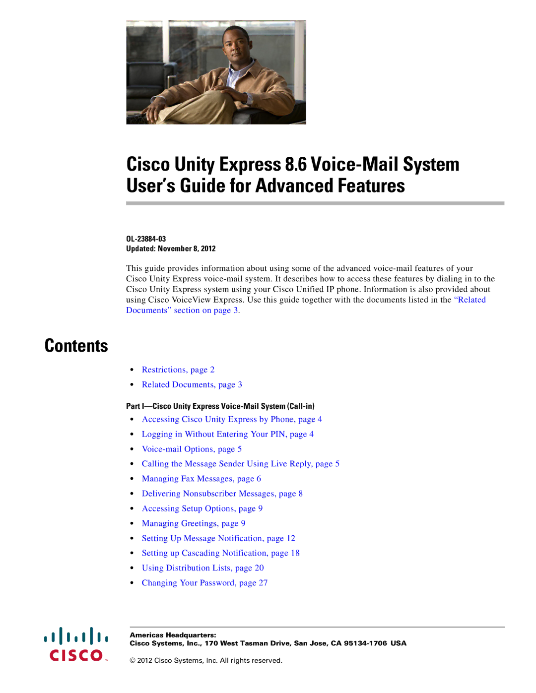 Cisco Systems OL-23884-03 manual Contents 