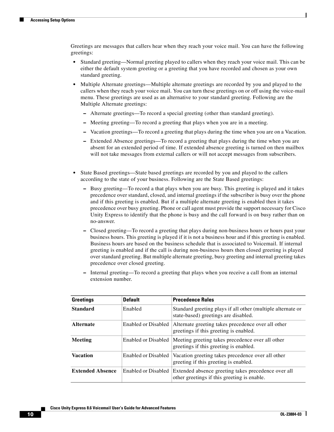 Cisco Systems OL-23884-03 manual Greetings Default Precedence Rules 