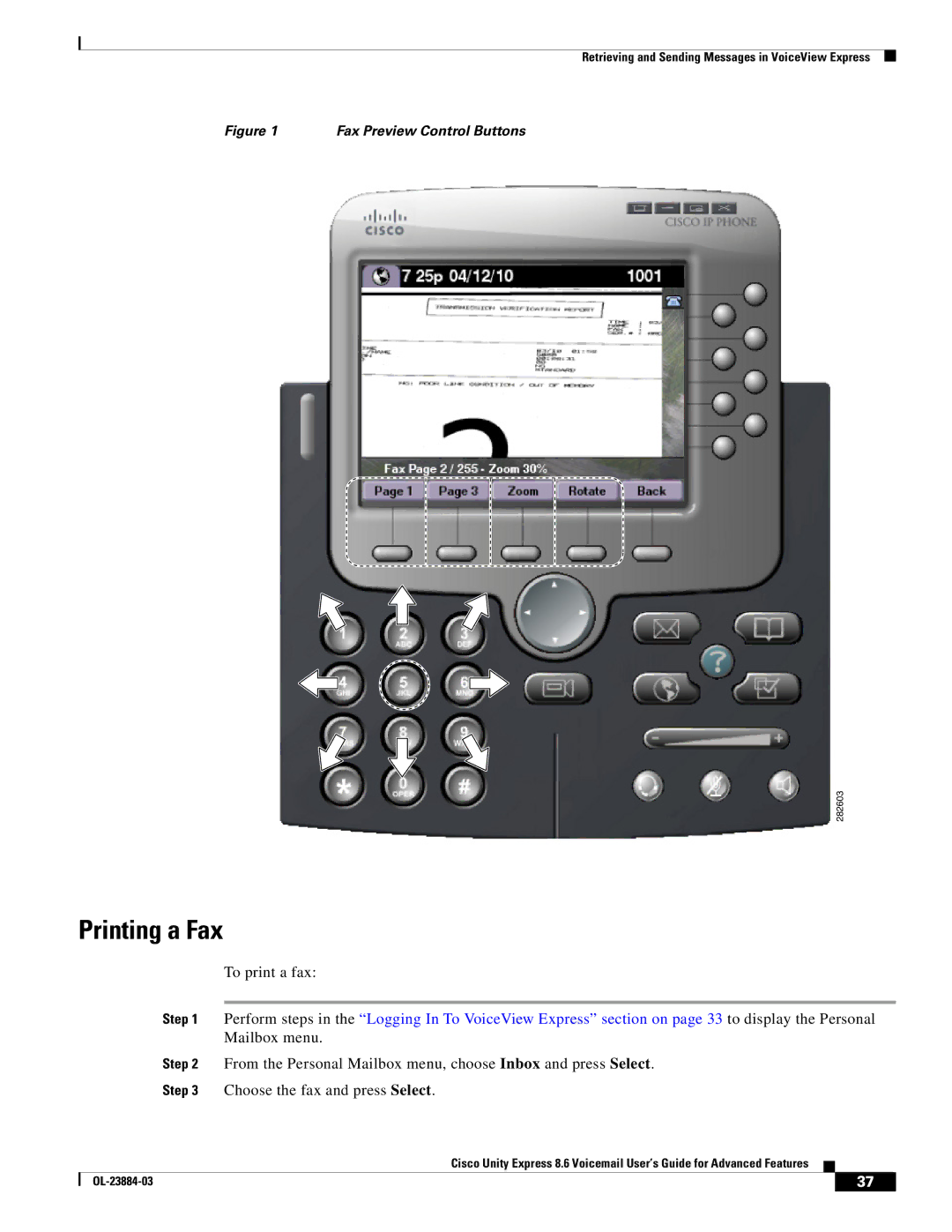 Cisco Systems OL-23884-03 manual Printing a Fax 