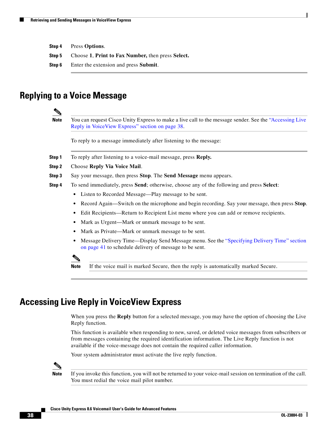 Cisco Systems OL-23884-03 manual Replying to a Voice Message, Accessing Live Reply in VoiceView Express 