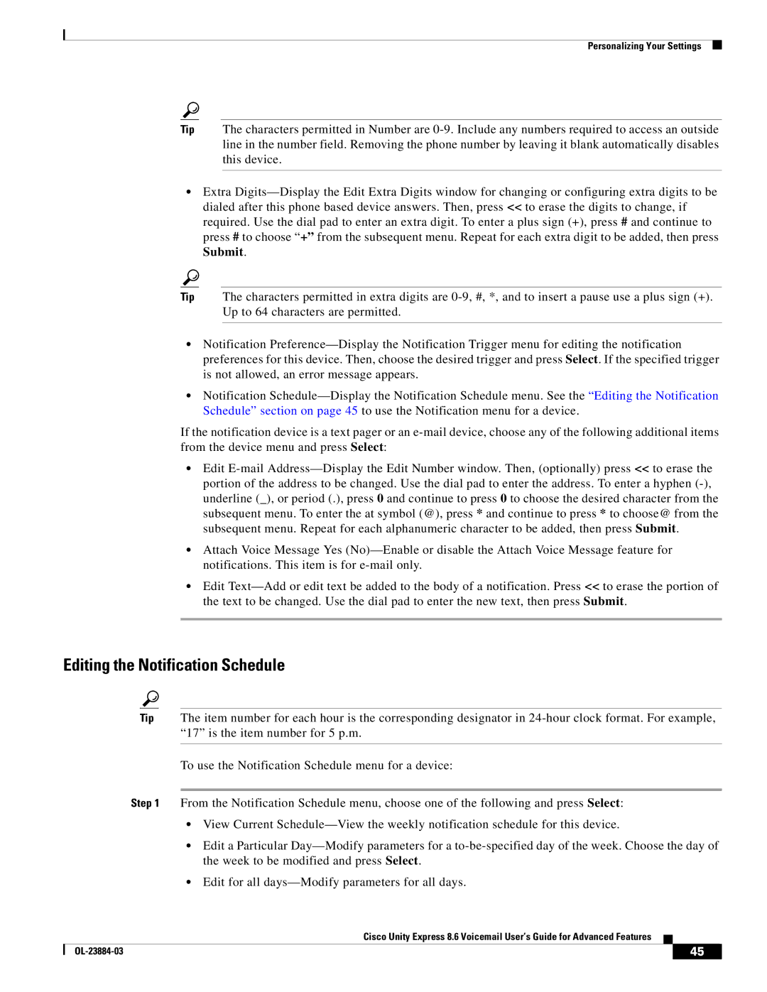 Cisco Systems OL-23884-03 manual Editing the Notification Schedule 