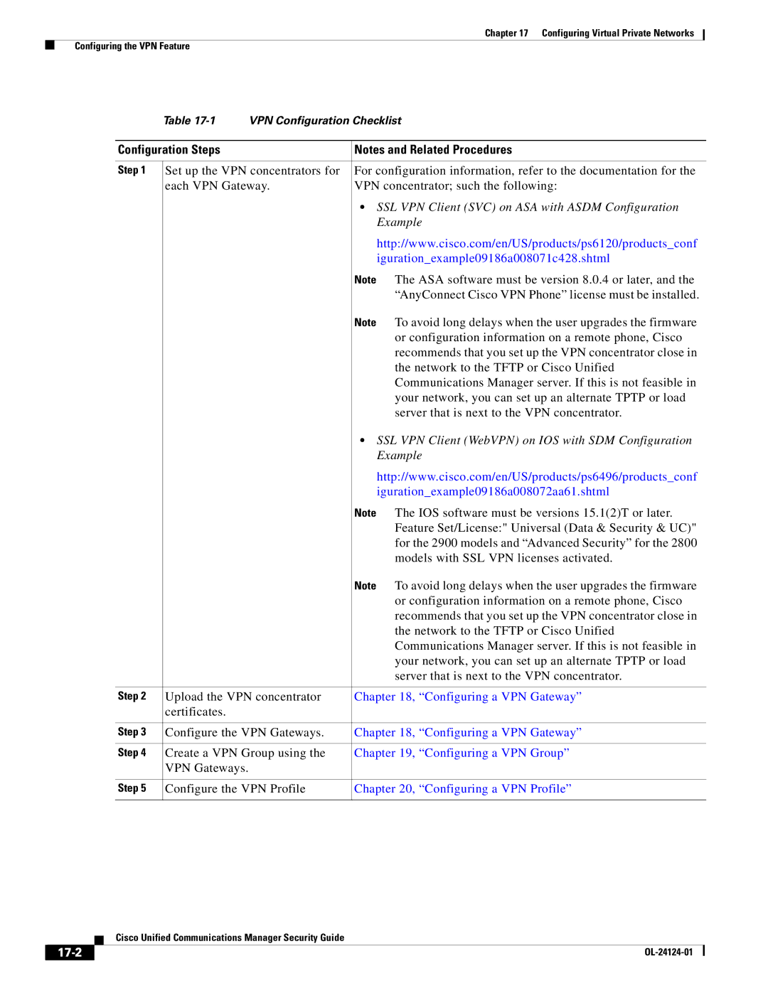 Cisco Systems OL-24124-01 manual Configuration Steps, 17-2 