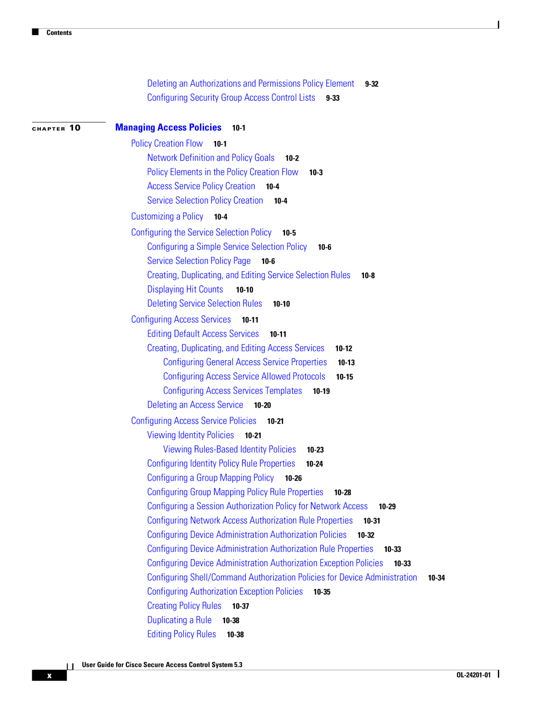 Cisco Systems OL-24201-01 manual Managing Access Policies 