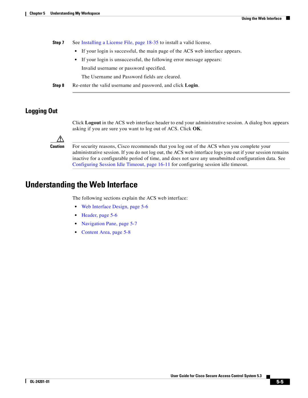 Cisco Systems OL-24201-01 manual Understanding the Web Interface, Logging Out 