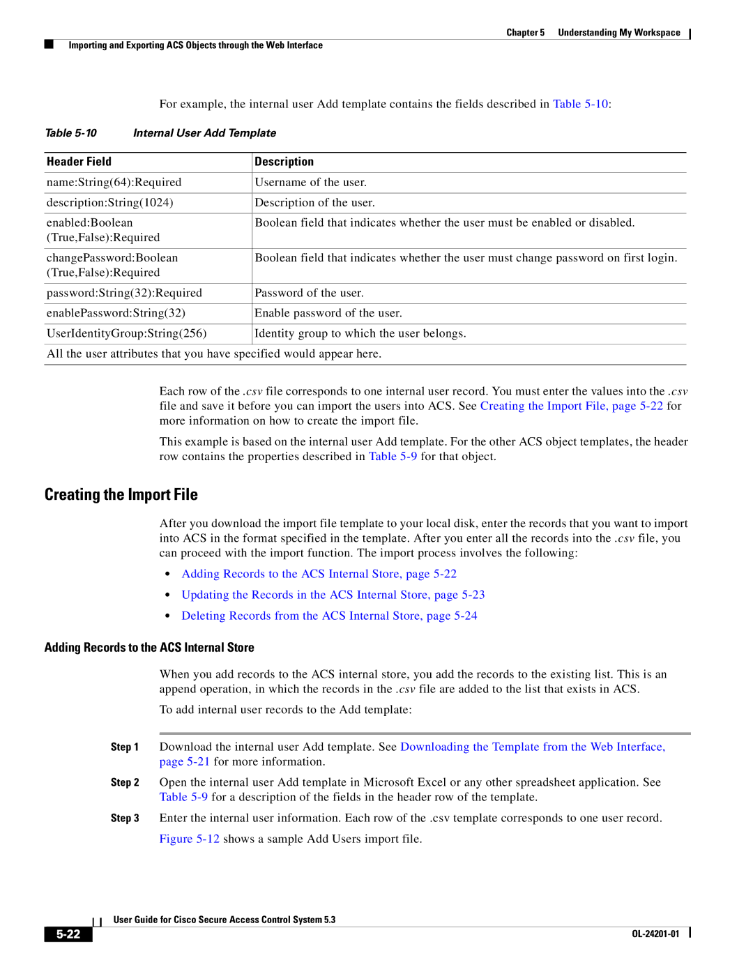 Cisco Systems OL-24201-01 manual Creating the Import File, Header Field Description 