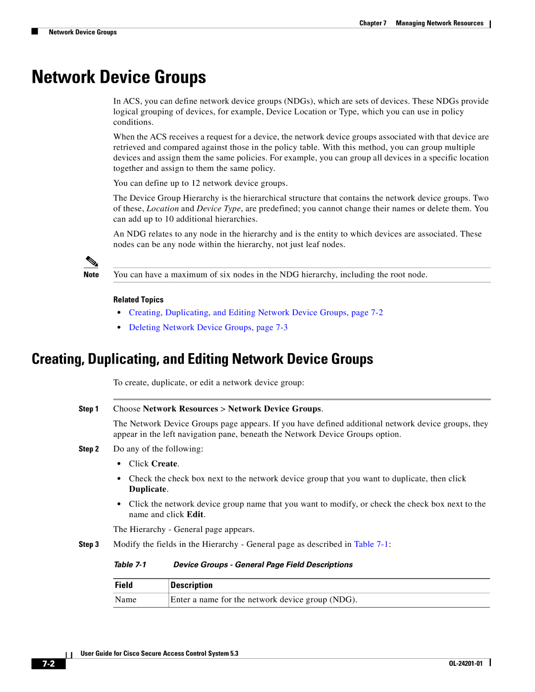 Cisco Systems OL-24201-01 manual Creating, Duplicating, and Editing Network Device Groups 