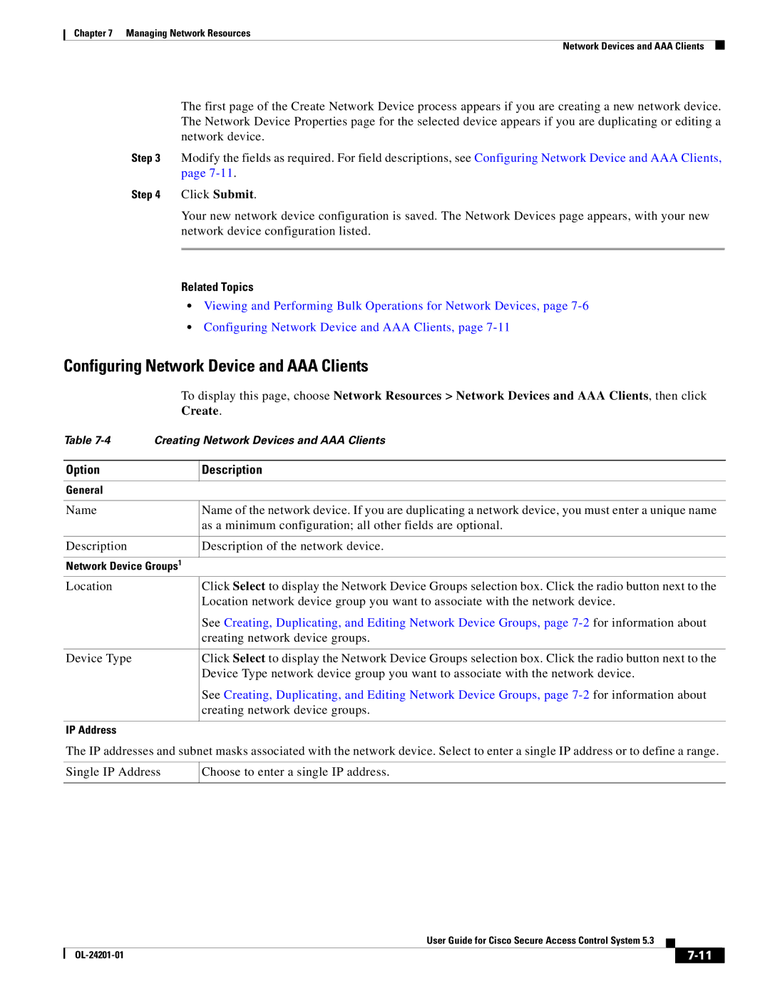 Cisco Systems OL-24201-01 manual Configuring Network Device and AAA Clients, Related Topics 