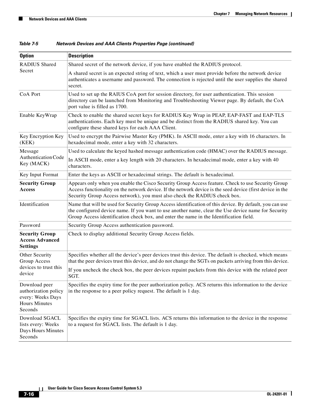 Cisco Systems OL-24201-01 manual Security Group, Access Advanced Settings 