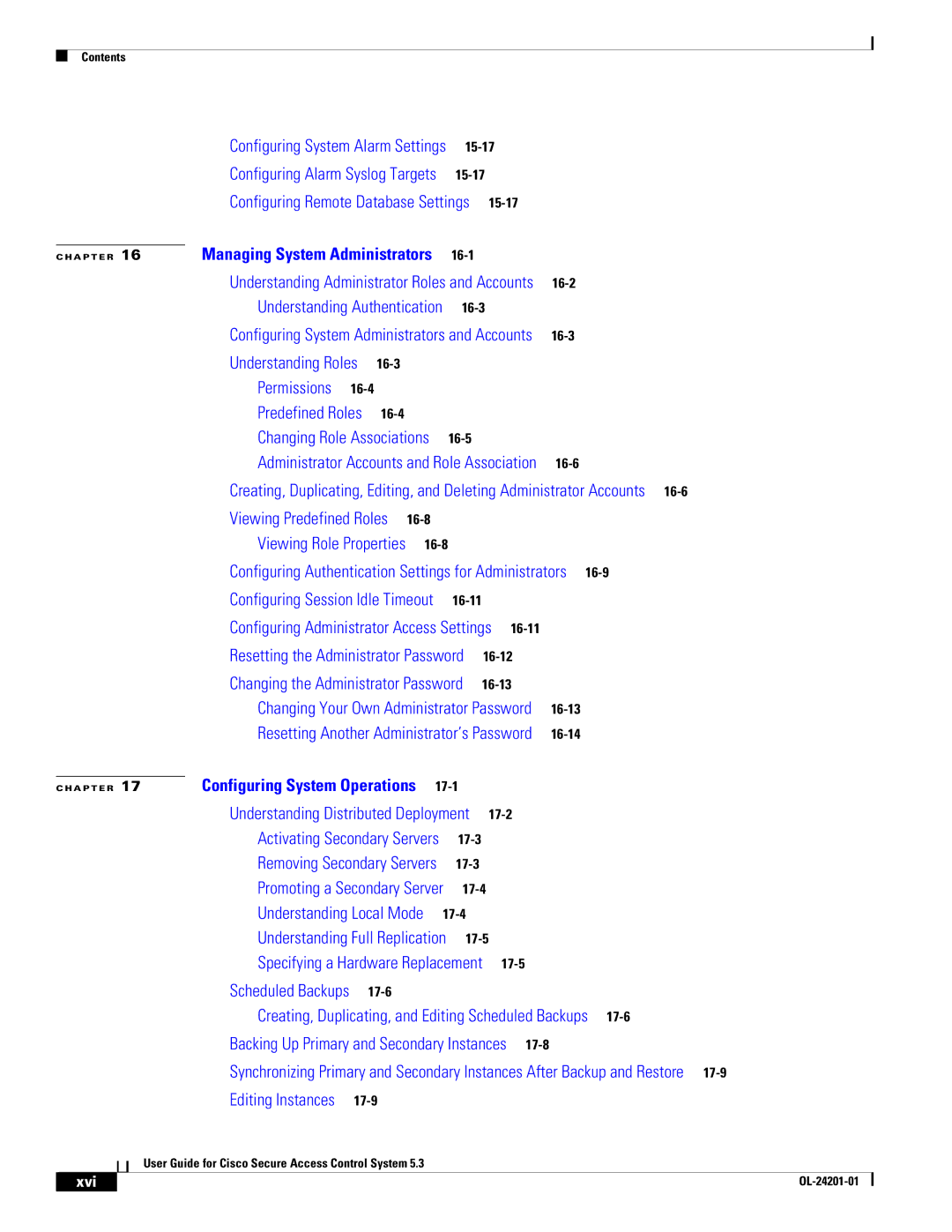 Cisco Systems OL-24201-01 manual Managing System Administrators, Xvi 