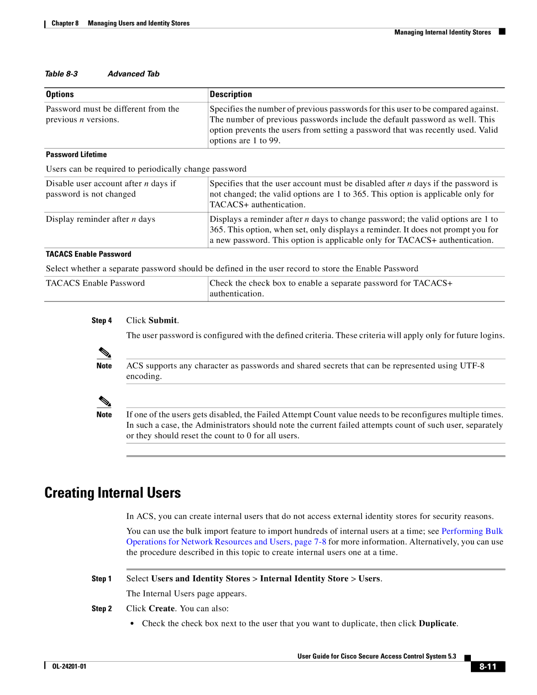 Cisco Systems OL-24201-01 manual Creating Internal Users 