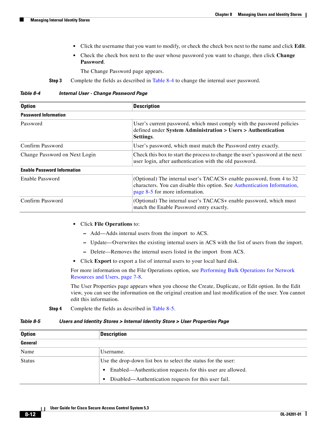 Cisco Systems OL-24201-01 manual Defined under System Administration Users Authentication, Resources and Users, Option 