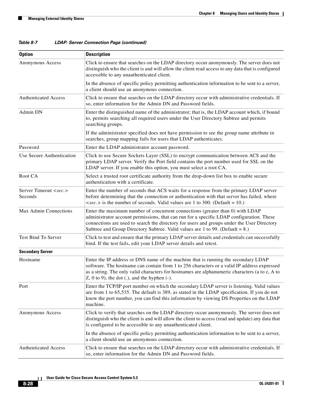 Cisco Systems OL-24201-01 manual Ldap Server Connection 