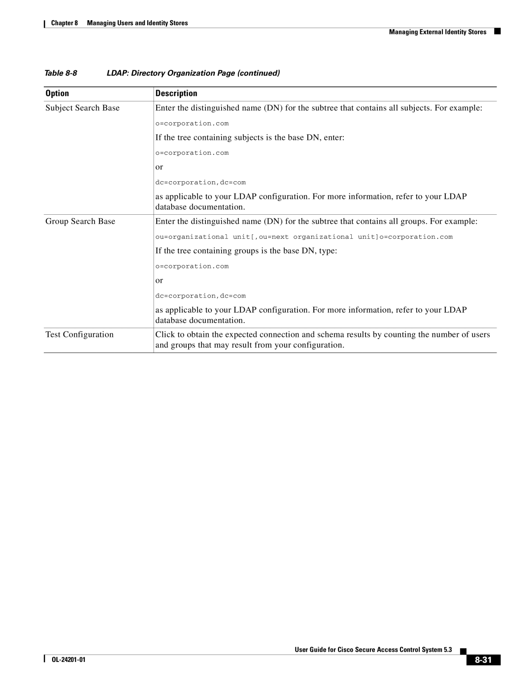 Cisco Systems OL-24201-01 manual If the tree containing subjects is the base DN, enter 