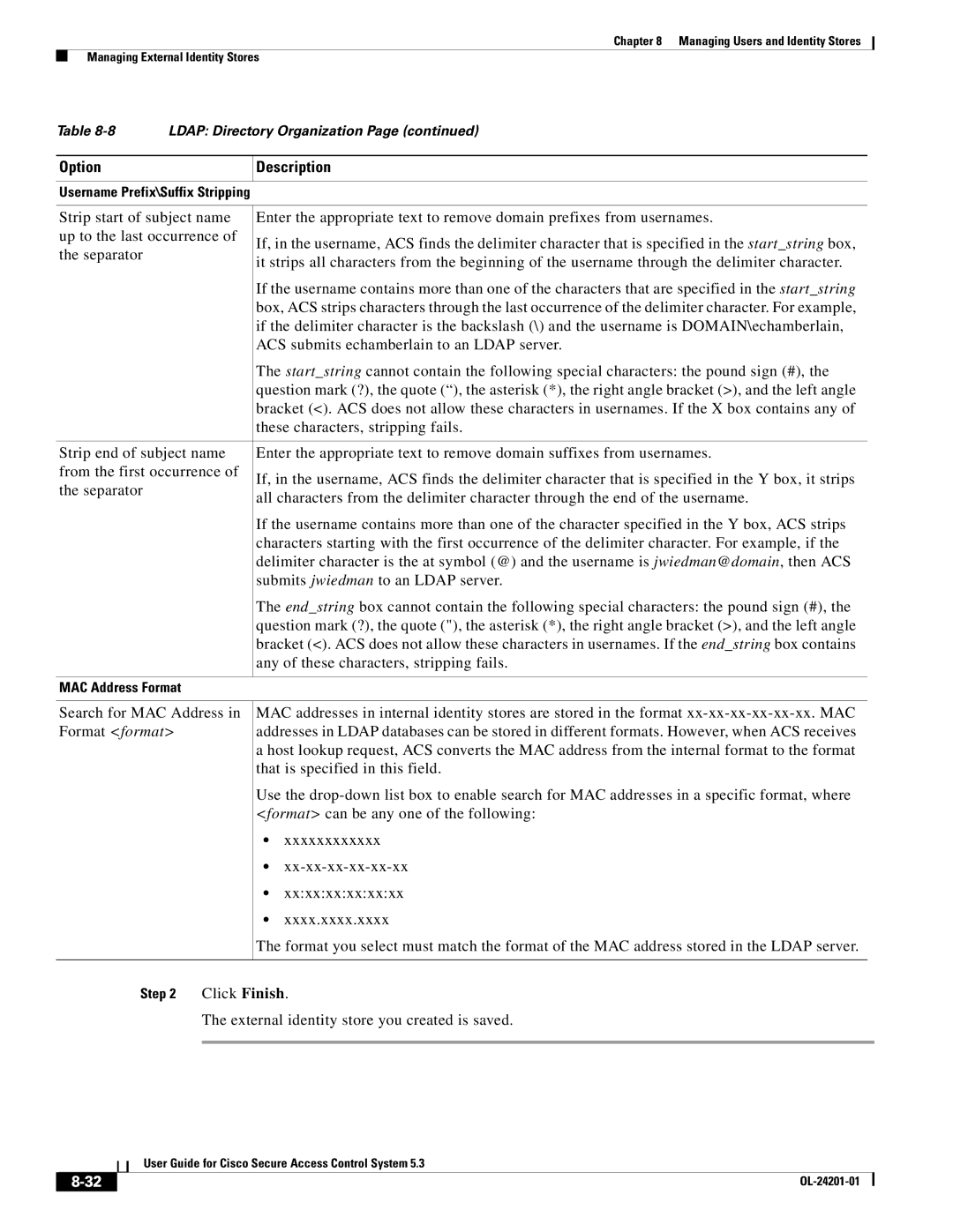 Cisco Systems OL-24201-01 manual External identity store you created is saved 