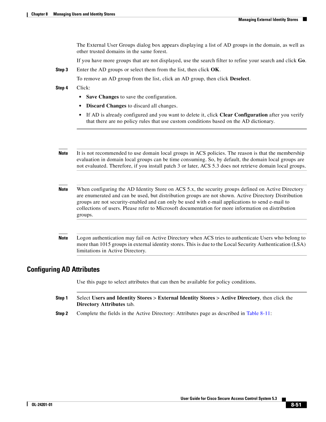 Cisco Systems OL-24201-01 manual Configuring AD Attributes 