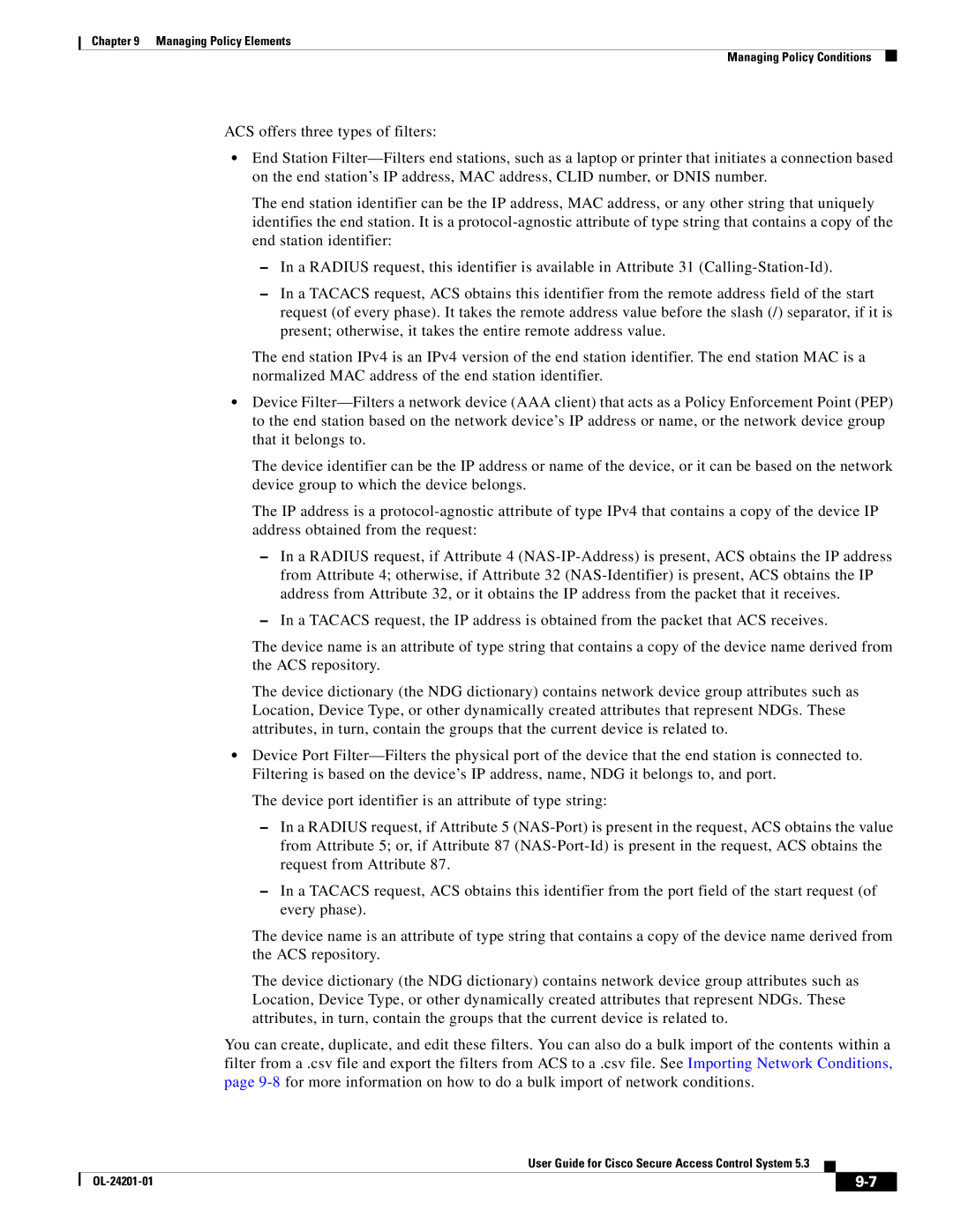 Cisco Systems OL-24201-01 manual Managing Policy Elements Managing Policy Conditions 