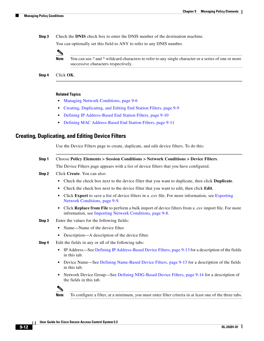 Cisco Systems OL-24201-01 manual Creating, Duplicating, and Editing Device Filters 