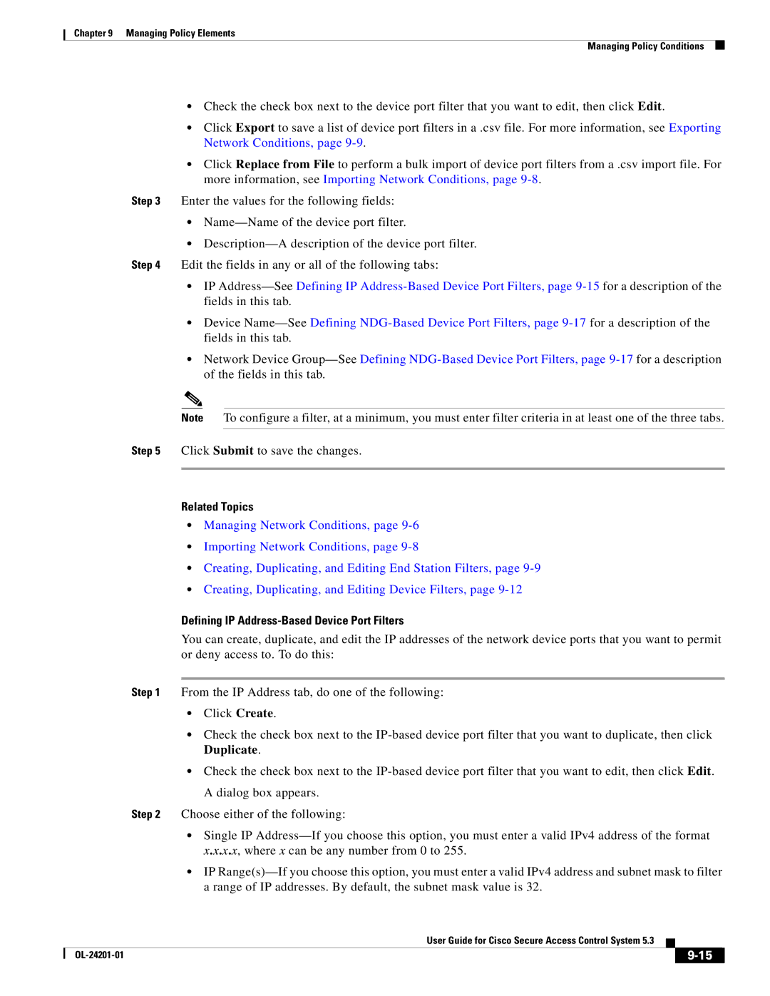 Cisco Systems OL-24201-01 manual Defining IP Address-Based Device Port Filters 