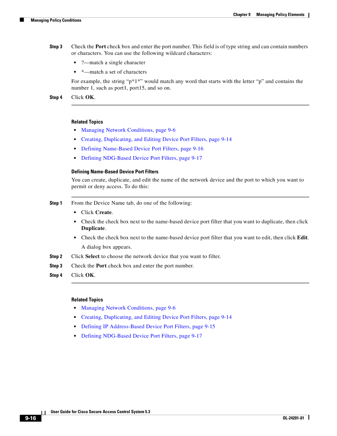 Cisco Systems OL-24201-01 manual Defining Name-Based Device Port Filters 