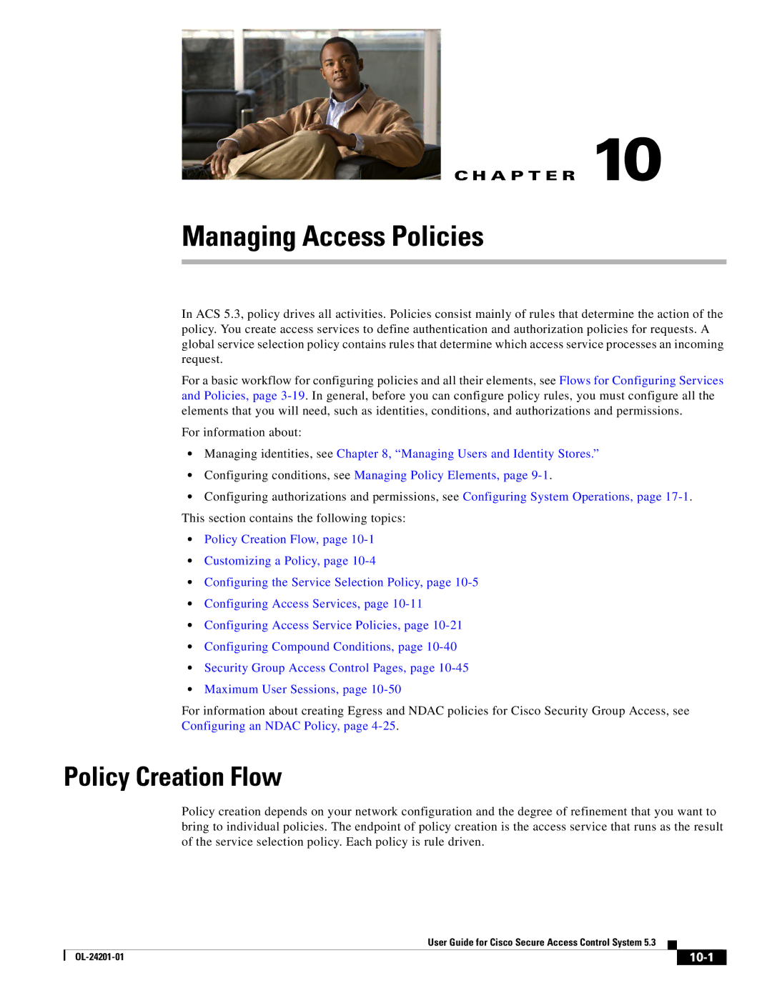 Cisco Systems OL-24201-01 manual Policy Creation Flow, 10-1 